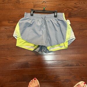 Champion Women's Light Blue and Lime Athletic Shorts